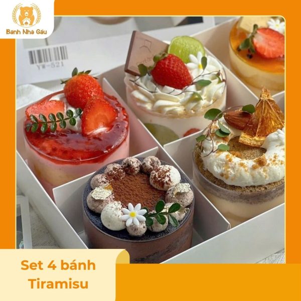 Set 4 bánh Tiramisu/Kem sữa tươi mix vị - Bánh Nhà Gấu - Hình ảnh 3